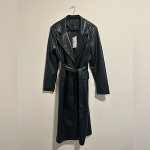 7 For All Mankind NWT Women’s Black Faux Leather Trench Coat